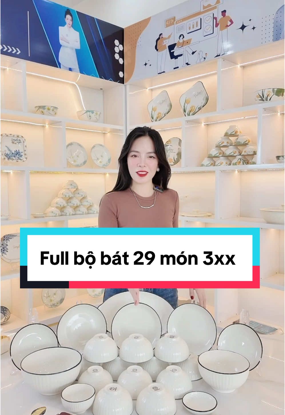 Full bộ bát trắng viền đen 29 chi tiết 3xx #bat #gomsubattrang #gomsu #samtetbaovui 