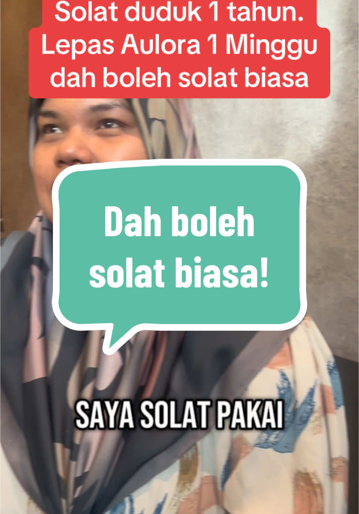 Masih muda tp kerana sakit belakang terpaksa solat duduk. 1 tahun solat duduk atas kerusi. Selepas seminggu pakai Aulora Pants, dah boleh solat biasa! MasyaAllah! Nak Cuba? link di bio #aulorapantswithkodenshi #aulorapants #sehat #Ramadan #solat 