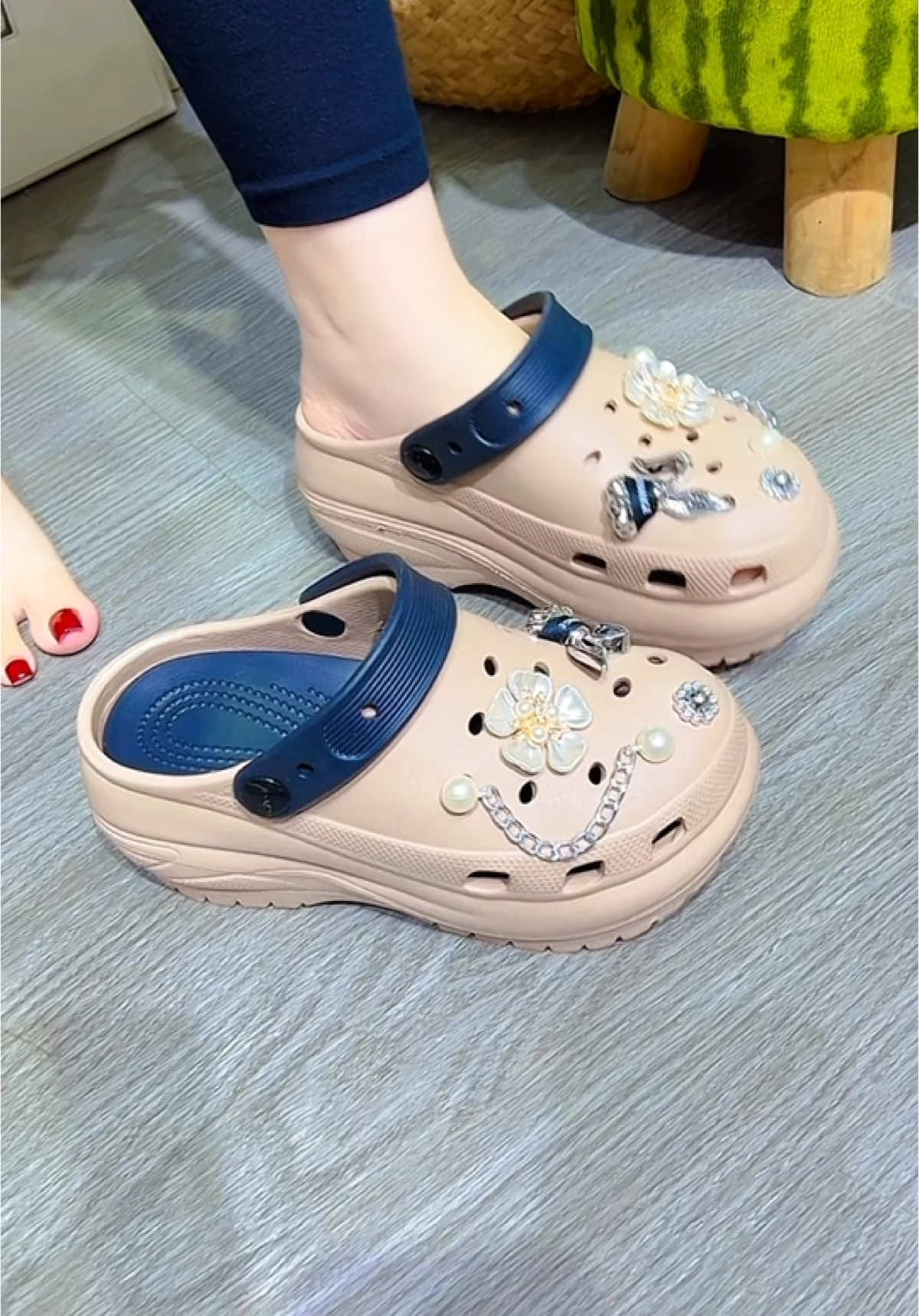 Dép sục charm đá siêu xinh #maishoes 