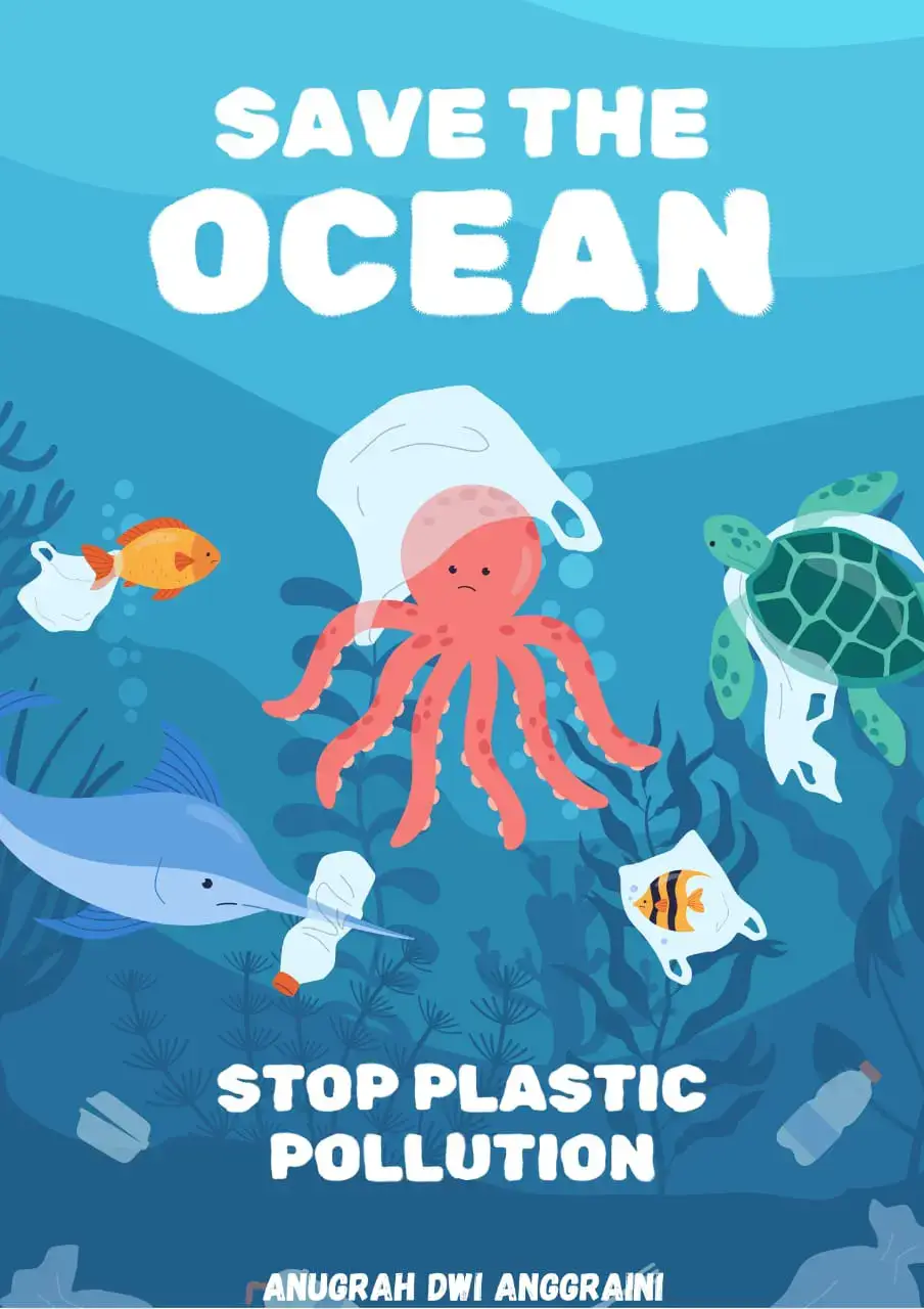 Come on friends, stop throwing garbage into our rivers, take care of the animals in the sea, and take care of our environment. 🙅🏻‍♀️ name : anugrah dwi anggraini  class : VIIIB assignment: English, make a poster about trash in our environment. teacher:@niakurniawati897 👩🏻‍🏫 