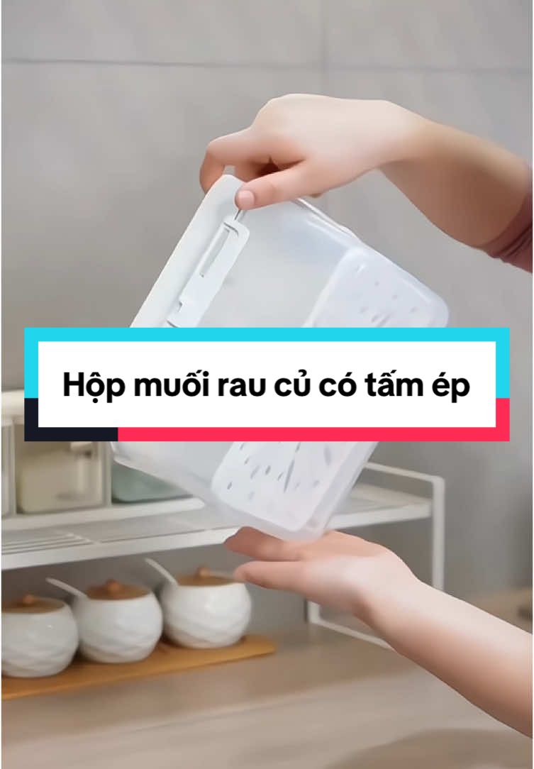 Hộp muối dưa có tấm ép dàn hồi #giadung #giadungtienich #giadungthongminh #hopmuoiduaca #hopmuoiraucu