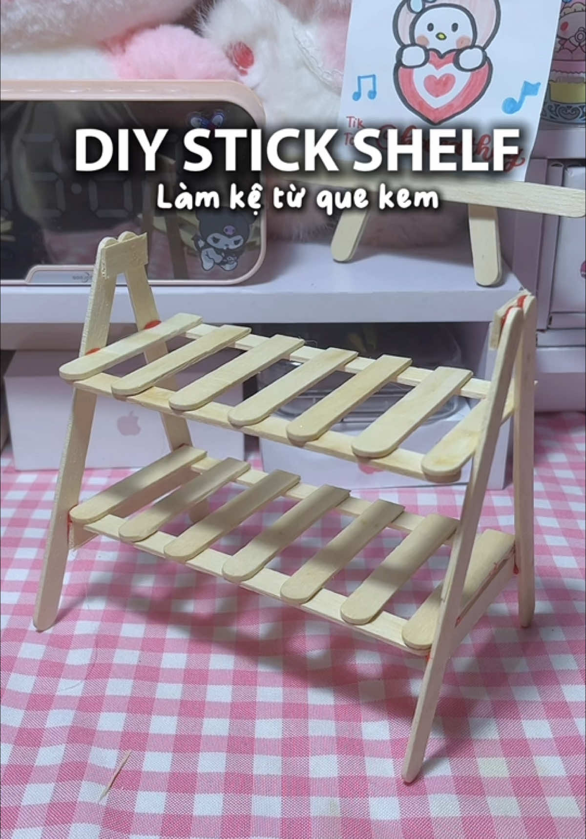 Kệ mini từ que kem #DIY #shelf #hanathuy #handmade #craft #craftidea #diyicecreamstickcraft #fyp #kheotayhaylam #tiktokvn🇻🇳 #foryou 