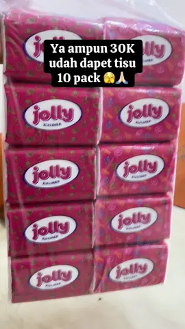 Paket Tisu jolly 10 pack 200 sheet/ 2ply   #tisu #tissue #tisujolly #10packtissue #jolly #fyppppppppppppppppppppppp #fyp #tisuwajah #tisumakan #makeup 