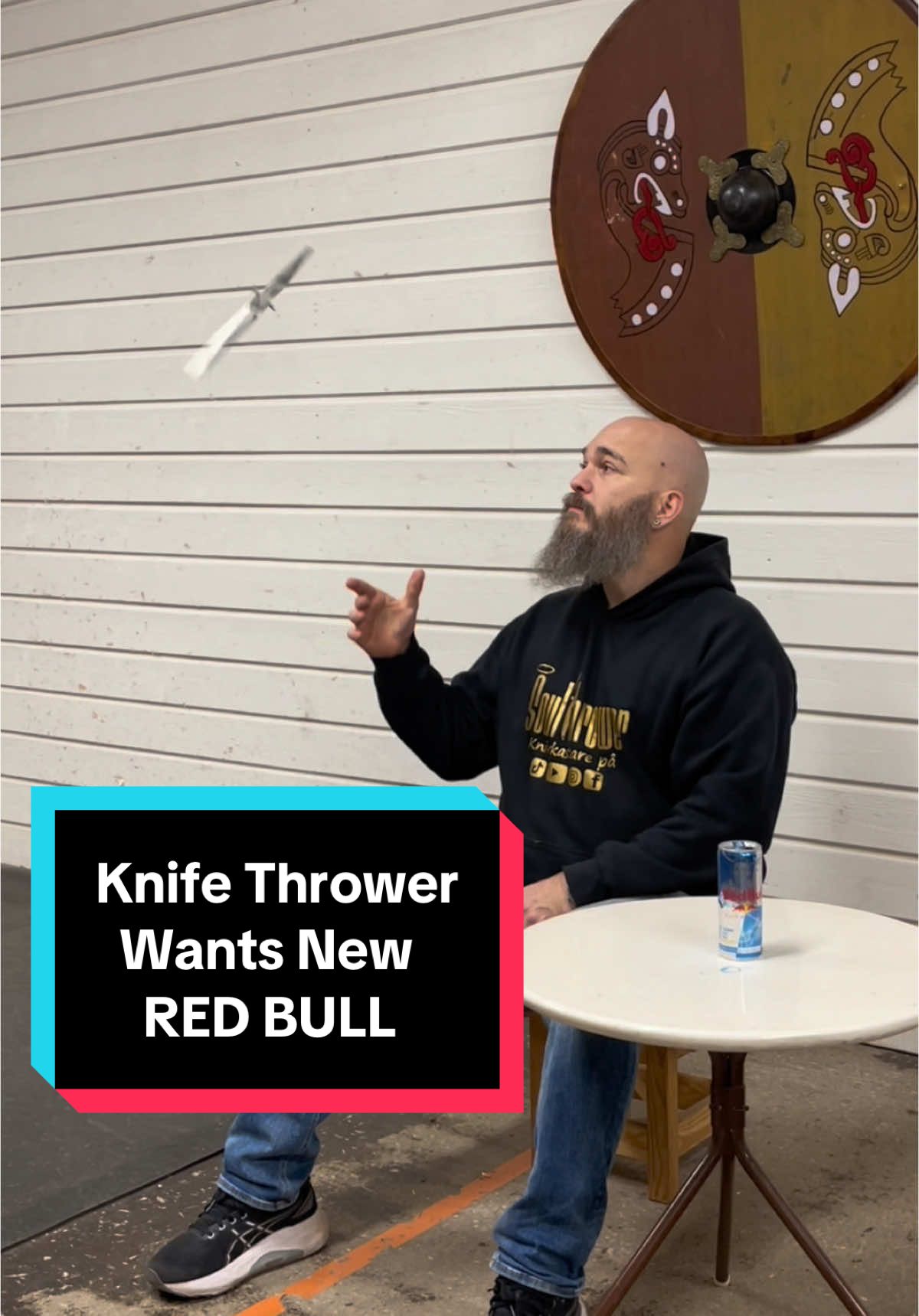 World champion knife and axe thrower starts believing in comersials and get ready for the @Red Bull can to fly away but still wants to recycle! This video is similar to one of my most viral videos ”knife thrower wants a new drink”! But… this one is way harder using only one hand! My friend and fellow knife thrower @Danger_ftc was the first to do this trick shot. He is always an inspiration and super skilled! I am a complete nerd for throwing! What is your nerd power? #worldchampion #redbull #trickshot #knifethrower #skills #likeaboss #soulthrower #imagination #nerd #pehart #instinct #superpower #Lifestyle #knivkastning #sverige #sweden 