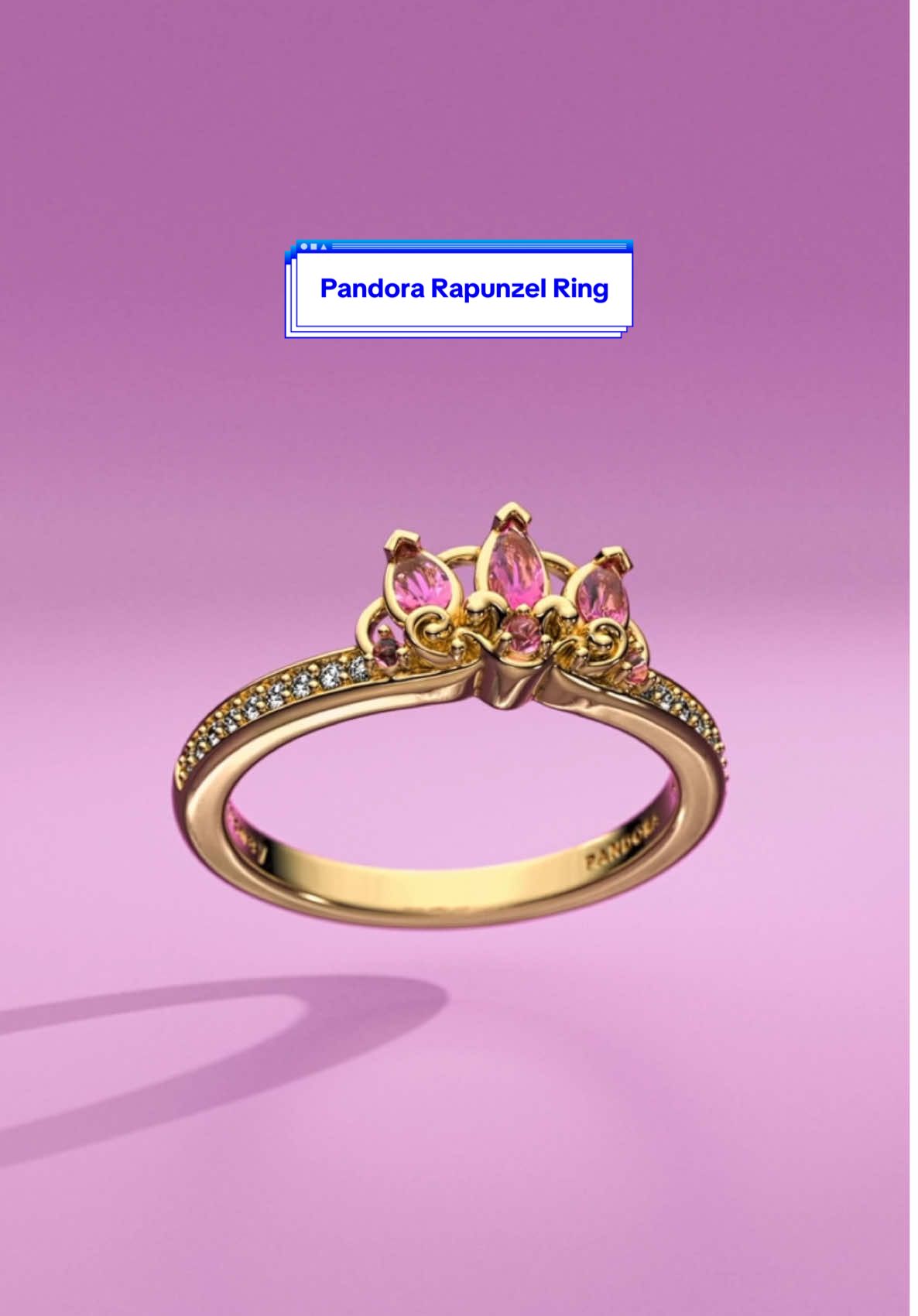 Not all princesses wear crowns. Some wear rings. 💜 Our new Pandora Princess ring is inspired by Rapunzel and her courage, curiosity and creative spirit. #PandoraRing #DisneyPrincess #princess #princessring #ring #rapunzel #tangled 
