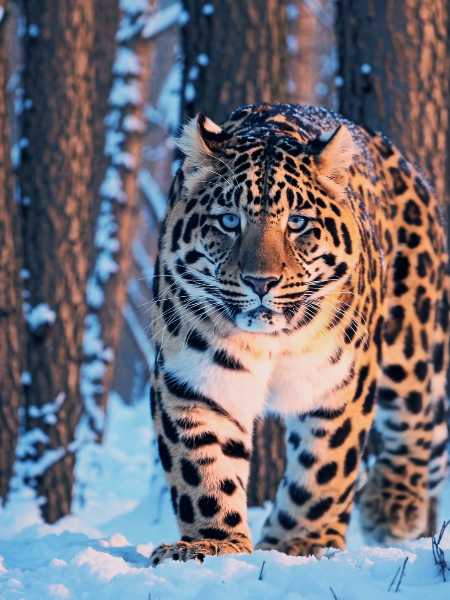 a Leopard in snowfall ❄️  #leopard #snowleopard #wildlife #predator #apexpredator #animalsoftiktok 