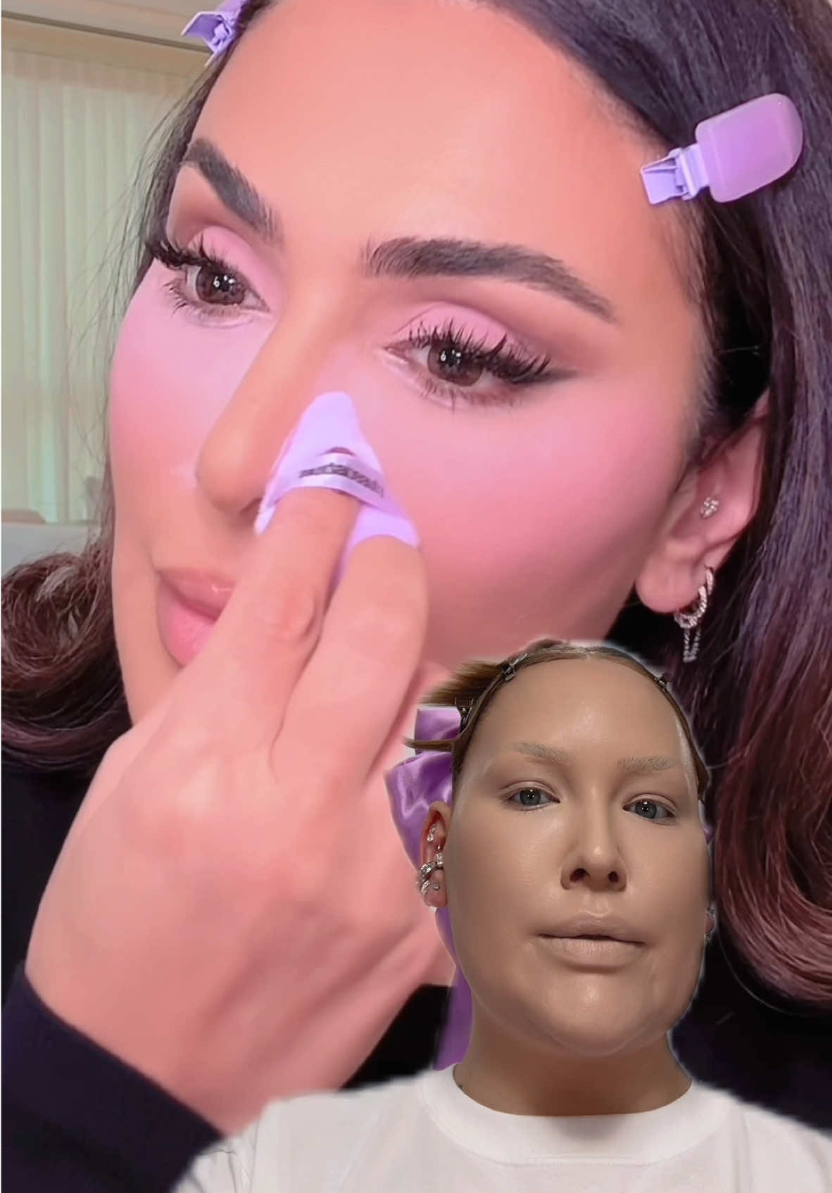 trying the viral @Huda Beauty lilac powder… #fyp #foryou 