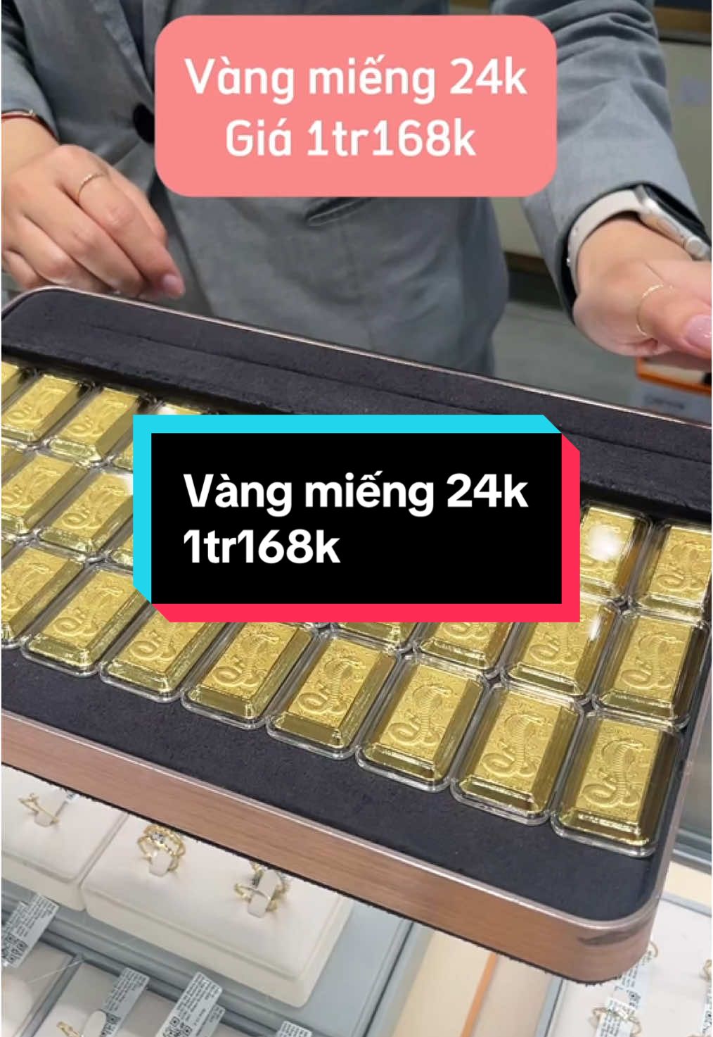 Vàng miếng sắm tết 24k chỉ 1tr168k #vang24k #quatet 