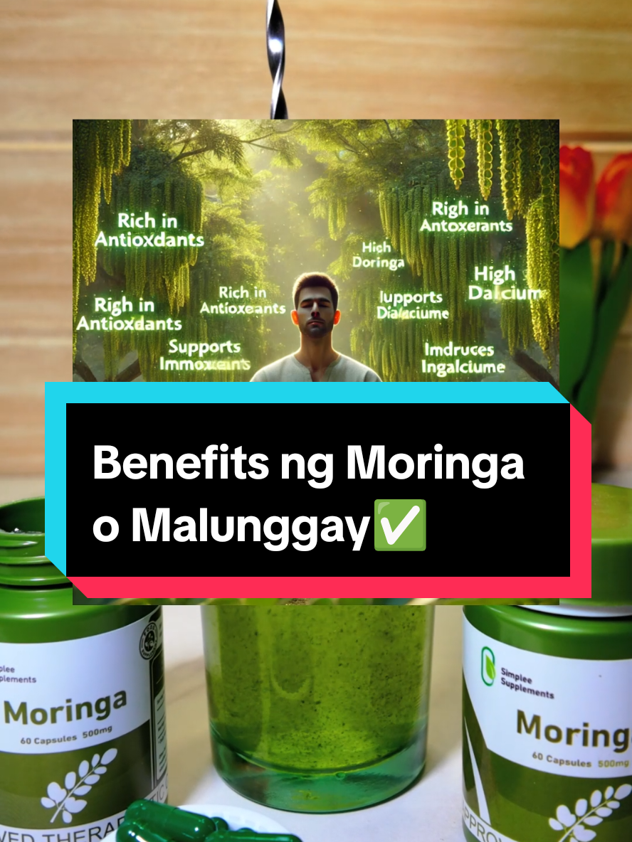 Alagaan ang sarili gamit ang Moringa Capsules ng Simplee Supplements dahil sa madaming benefits na makukuha mo sa Malunggay at super foods ito na maganda sa katawan ng Tao. #moringa #moringabenefits #moringapowder #malunggay #moringabenefits #supplements 
