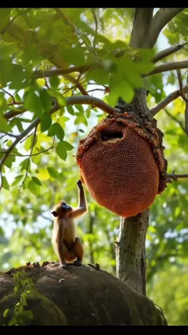 ลิงจอมซนแหย่รังผึ้งจนแตกรัง ที่ป่าลึกแห่งหนึ่ง มีลิงตัวหนึ่งที่เรียกได้ว่า 