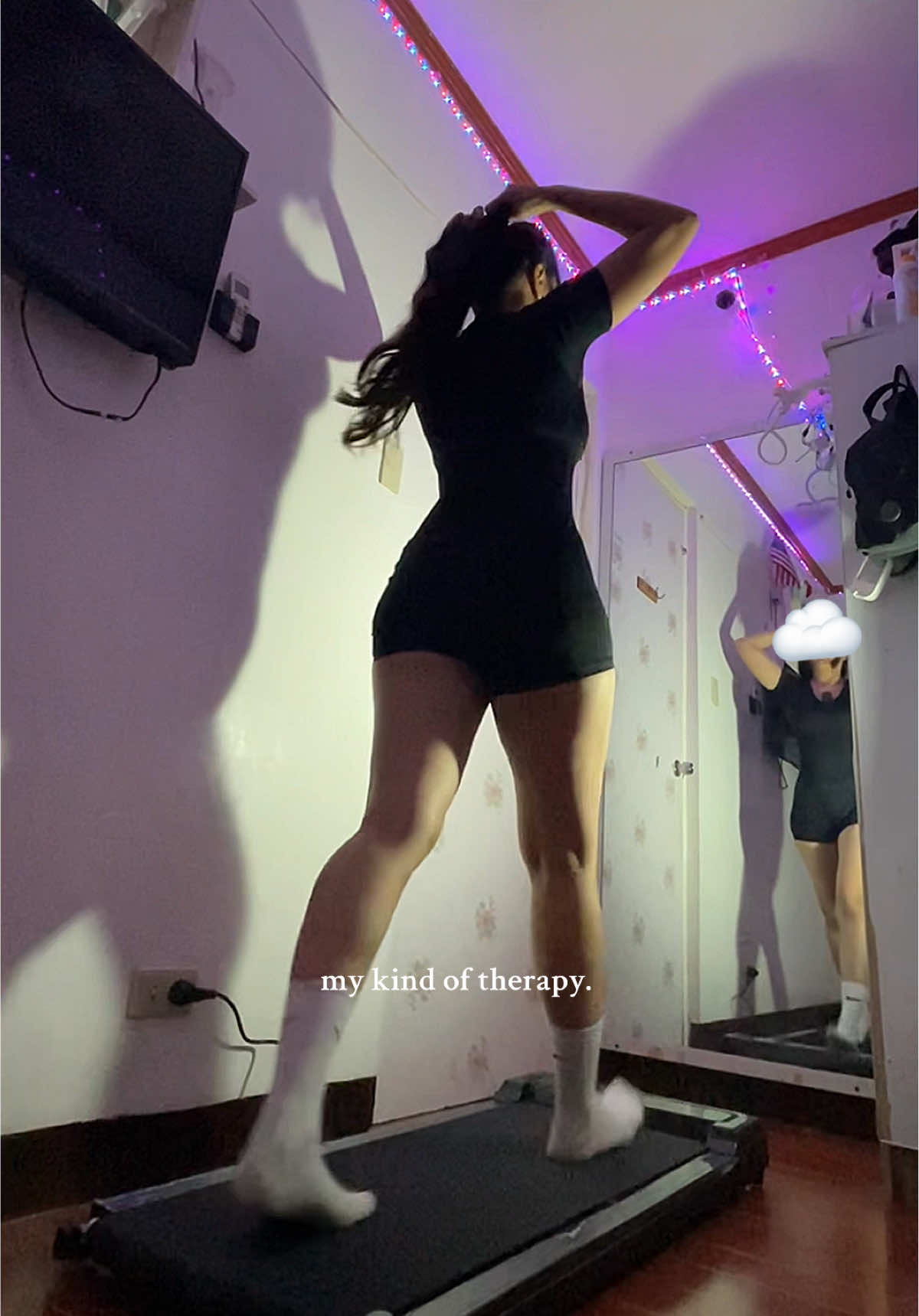 My kind of therapy. physical, mentally emotionally ☁️✨🫶  @zaraphy walking pad link ⬅️ #walkingpad #threadmill #therapy #healthyliving #10ksteps 