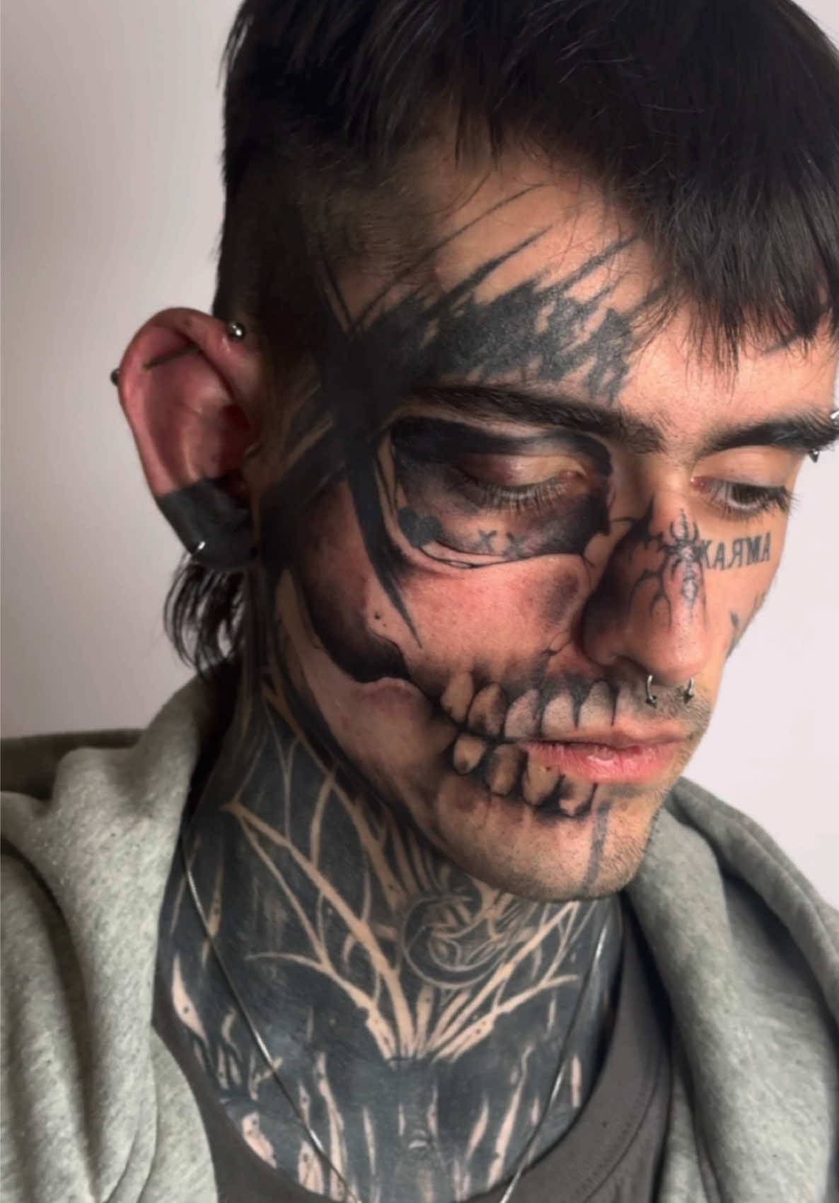 Face tattoo 🔥 who goes next?? #facetattoo #hardtattoo #extremetattoo 
