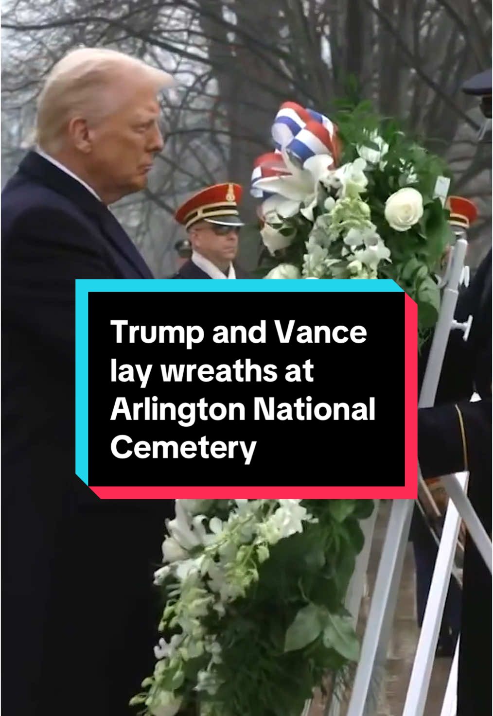 President-elect Trump and Vice President-elect Vance laid wreaths at the Tomb of the Unknown Soldier at Arlington National Cemetery, the day before Trump takes the oath of office as the 47th president of the United States.