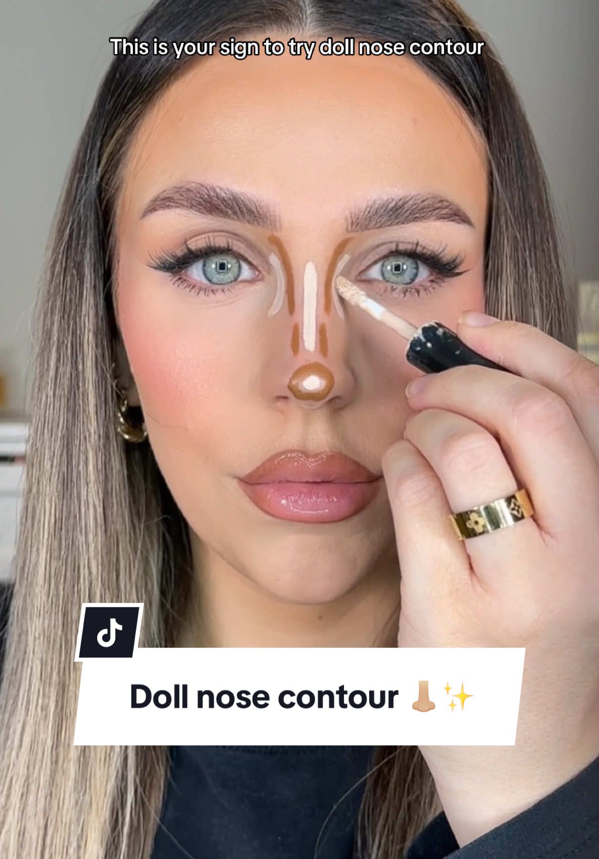 Doll nose contour >> @E D I T I O N Contour Crayon shade frappé #makeuptutorials #makeuphacks #beautyhacks #nosecontour #contour #contouring 