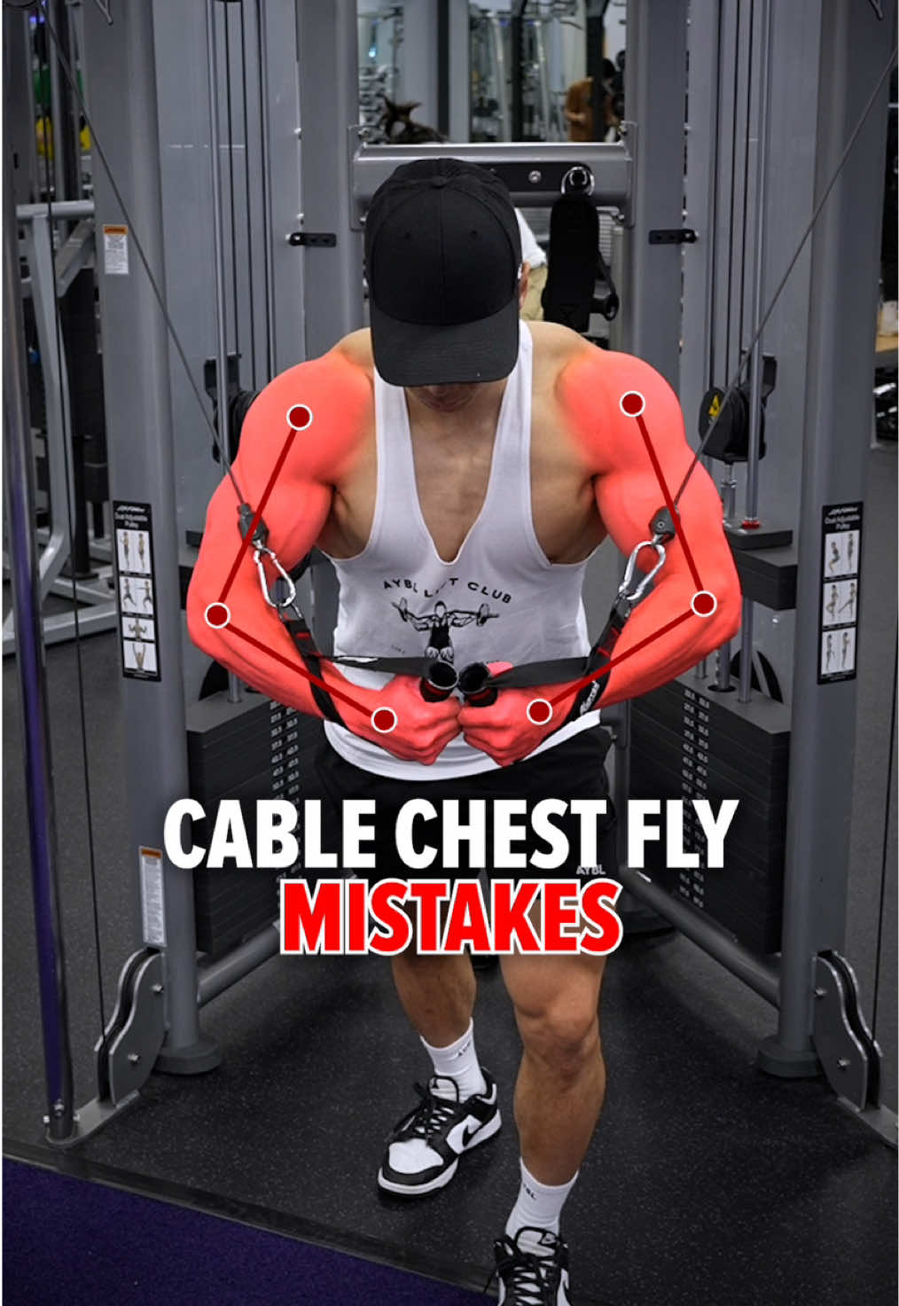 Gym outfit from @AYBL - Use code “DELTA” for 10% off. Link in bio.  Cable Chest Fly Mistakes and How to Fix Them 1) Arms Too Straight at the Start ❌ Mistake: Keeping your arms completely straight during the initial part of the movement. ✅ Fix: Maintain a slight bend in your arms—roughly 45 to 60 degrees—to protect your joints and allow for better chest engagement. 2) Dropping Your Elbows ❌ Mistake: Letting your elbows drop below your wrists. ✅ Fix: Keep your elbows higher than your wrists but below your shoulders to maintain proper alignment and chest activation. 3) Shoulders Rolled Forward and Chest Concave ❌ Mistake: Allowing your shoulders to roll forward and your chest to cave in. ✅ Fix: Retract your shoulders and push your chest out to keep tension on the chest throughout the movement. 4) Arms Bent at the End of the Movement ❌ Mistake: Keeping your arms bent when the handles meet at the end. ✅ Fix: Straighten your arms slightly as you reach the end of the movement to fully contract your chest muscles. By avoiding these common mistakes, you’ll maximize chest activation and get the most out of your cable chest fly! #beaybl #aybl #ayblathlete 