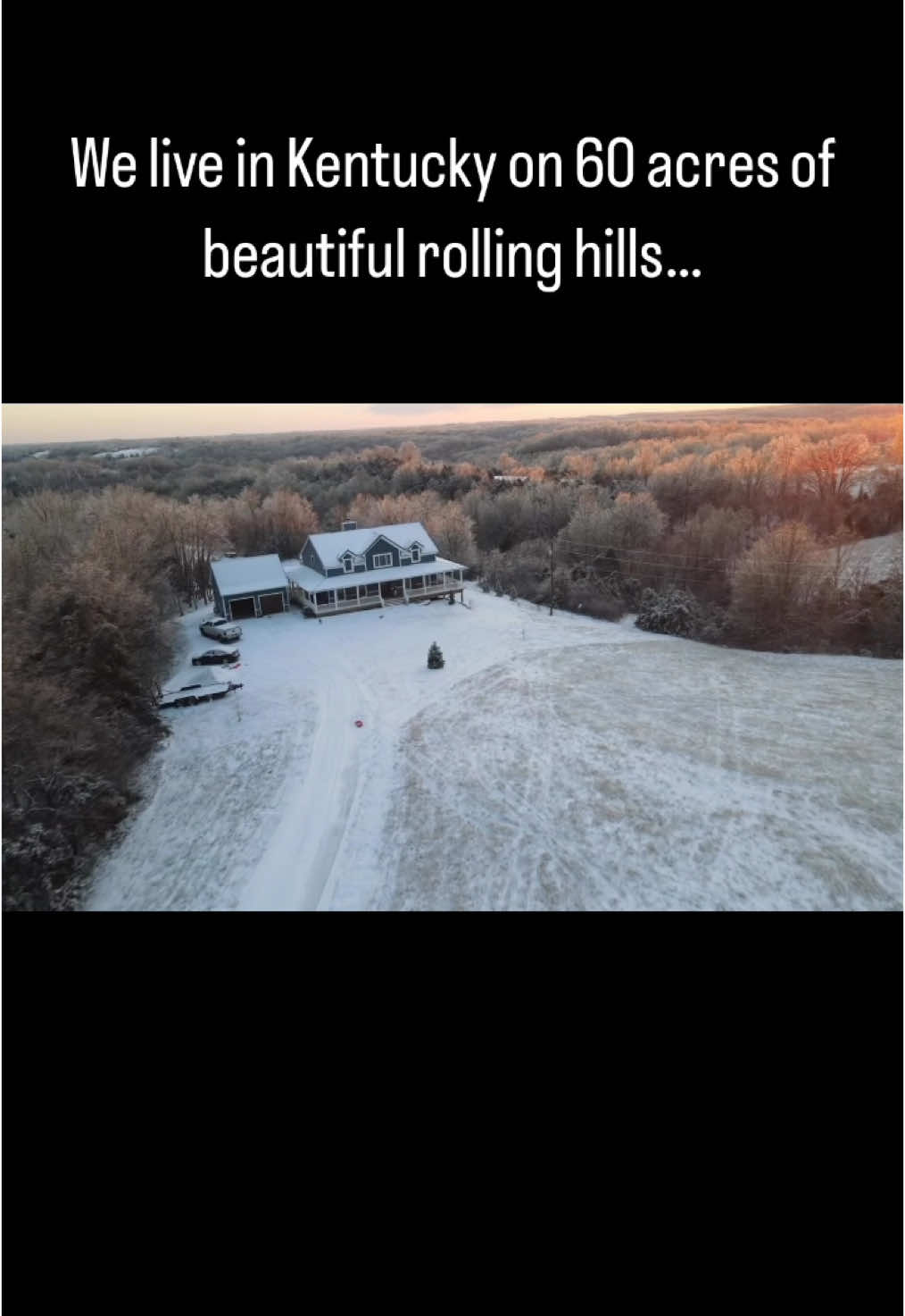 Dreams do come true! ❤️  Winter drone footage of our 60 acre farm in Kentucky… #homestead #homesteading #couplegoals #country #kentucky #farmhouse #farmlife 