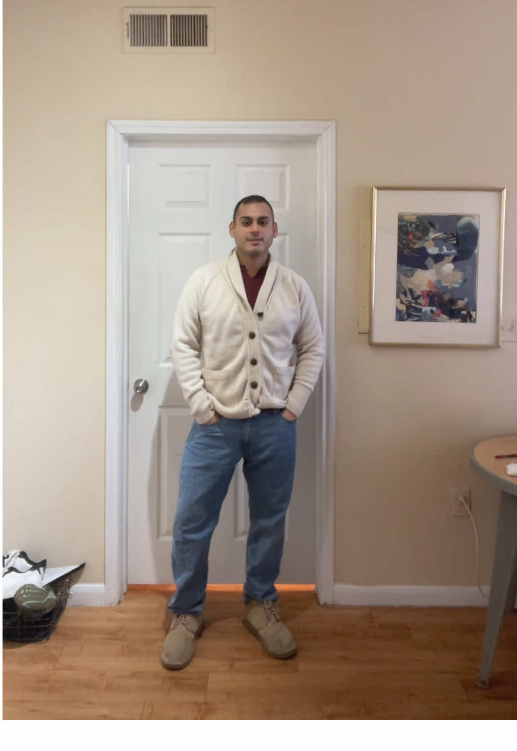 cold weather ootd 🧸#mensfashion #cardigan #uggs 