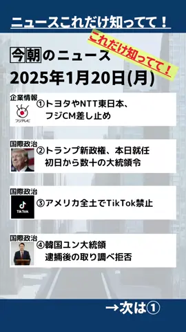 2025年1月20日(月)今朝のニュース #ニュース #新聞 #ビジネス #投資 #株 #就活 #韓国 #ガザ 