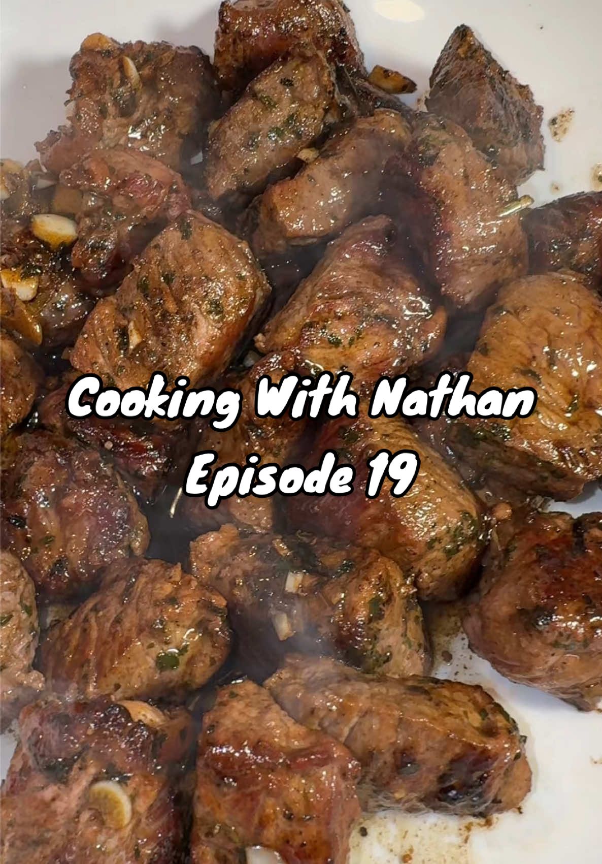 Replying to @Daltino🥱 GARLIC BUTTER STEAK BITES since Tik Tok is back 🙏🏻🥩   Yt: CookingWithNathan-1168 #nateandgrace #CookingwithNathan #garlicsteakbites #steak #cooking 