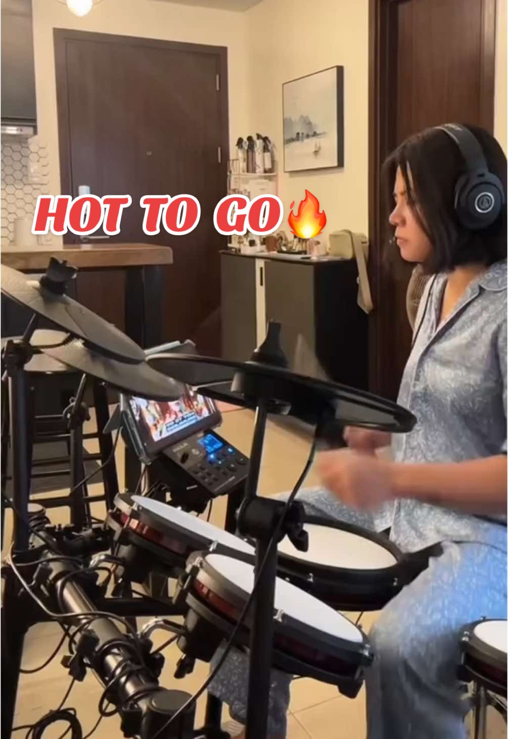 Month 4: HOTTOGO!  Finally used audio inteface for this one 🙌🏼☺️ #fyp #drumcover #edrums #alesis #nitromax #drumtok #alesisnitromax #ladydrummer 