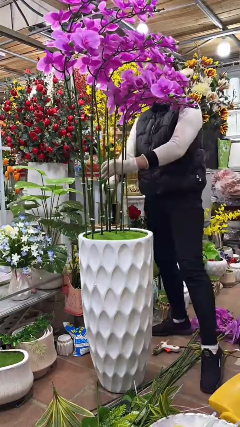 hoa Giả Vải Lụa | Cành Hoa Lan Hồ Điệp 9 Bông.#tiptop #xuhuong #videogiadung #videođientử #trending #trending 