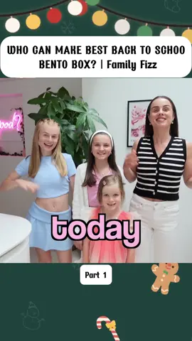 Part 1 WHO CAN MAKE BEST BACK TO SCHOOL BENTO BOX? | Family Fizz #FizzFam #FamilyFizz #sisters #babydraco #Karma #Sienna #fyp #Koa