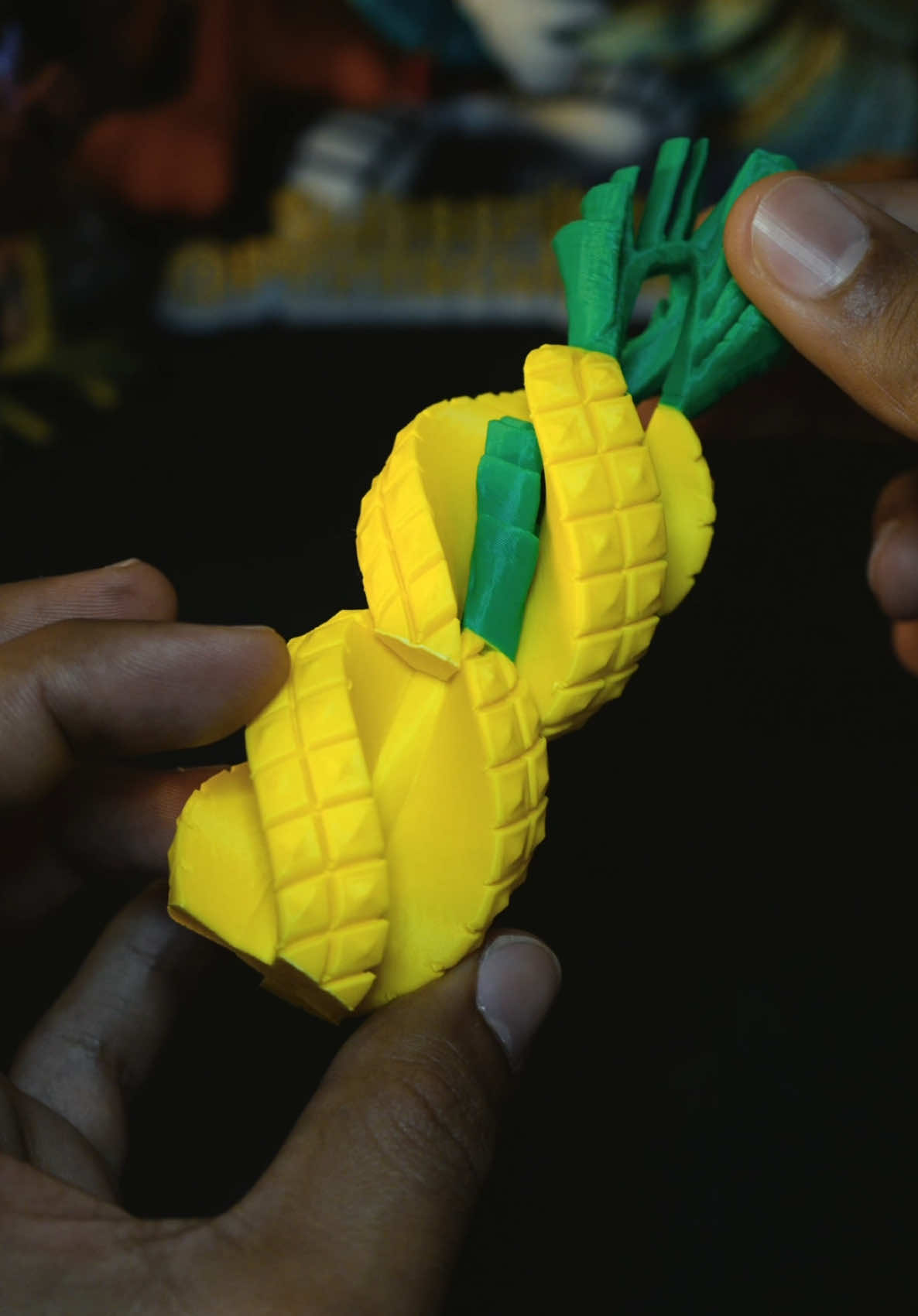 3D-Printed Vortex Fidget Pineapple. 📁File: Makerworld 🖨️Printer: @BAMBULAB USA A1 AMS Filament: @bambulab_official PLA Yellow, Green. #3dprinting #vortex #fidget 
