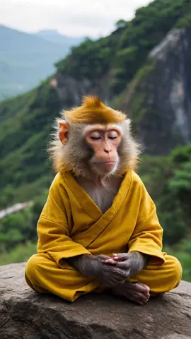 A monkey that knows how to meditate #monkey #meditation #shorts #youtubeshorts