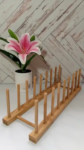 Bamboo Wooden Dish Rack Organizer #dishrack #woodendishrack  #organizer  #plateorganizer  #dishdrainerrack  #KitchenHacks 