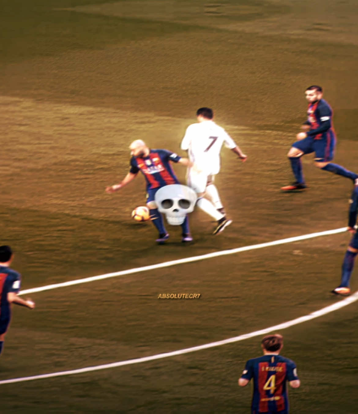 Ronaldo humiliating Barca players☠️🔥 #cr7 #cristianoronaldo #footballtiktok #realmadrid #barca #messi #championsleague #cold #4K #edit #fyp #absolutecr7 