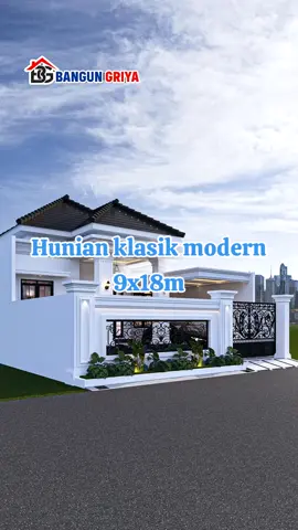 rumah klasik modern 1 lantai 9x18m 3 kamar tidur