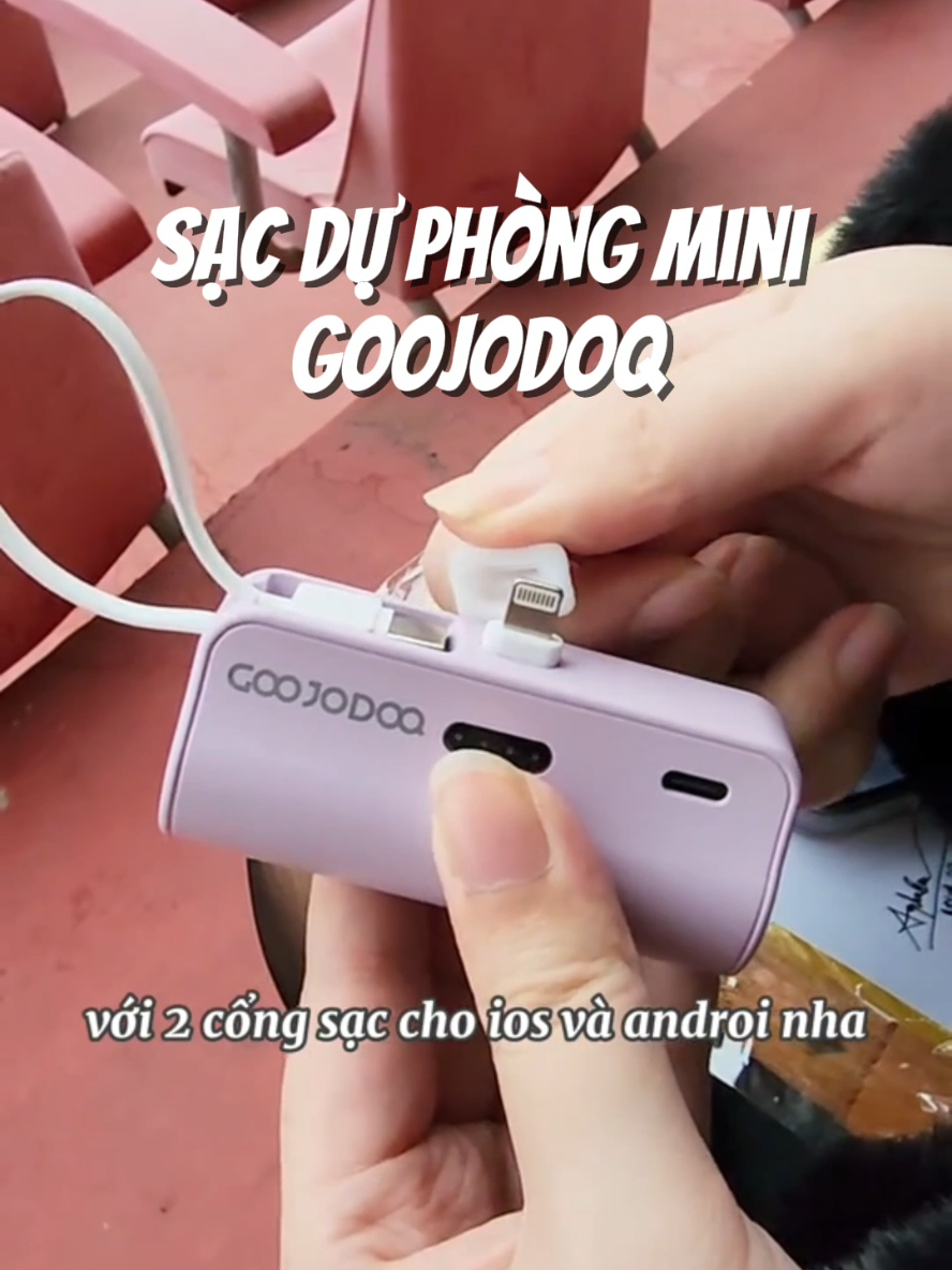 Sạc dự phòng mini Goojodoq 5000MAh tích hợp cáp type-C và lightning #sacduphong #sacduphongmini #sacduphong50000mah #goojodoq 