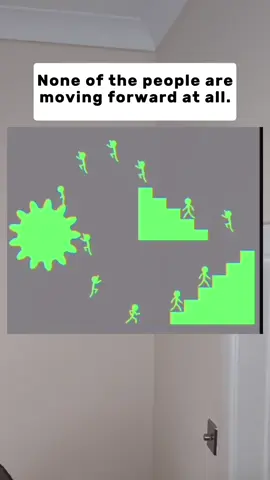 In fact, every object in this image is completely still including the disc that appears to be rotating and the staircases, except for that one guys arms and legs. The movement of color inside of the objects create the illusion that the objects themselves are moving. #fyp #tiktokviral 