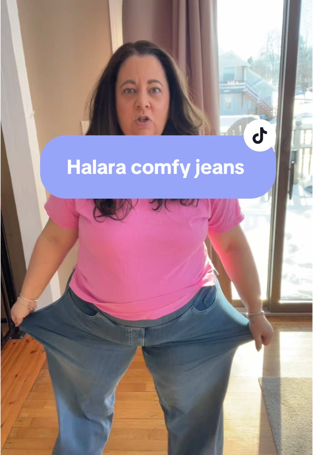 #creatorsearchinsights the most comfortable jeans! Halra high waisted wide leg flex denim #halara #halaraeveryday #halarapants #widelegjeans #elasticwaistjeans 