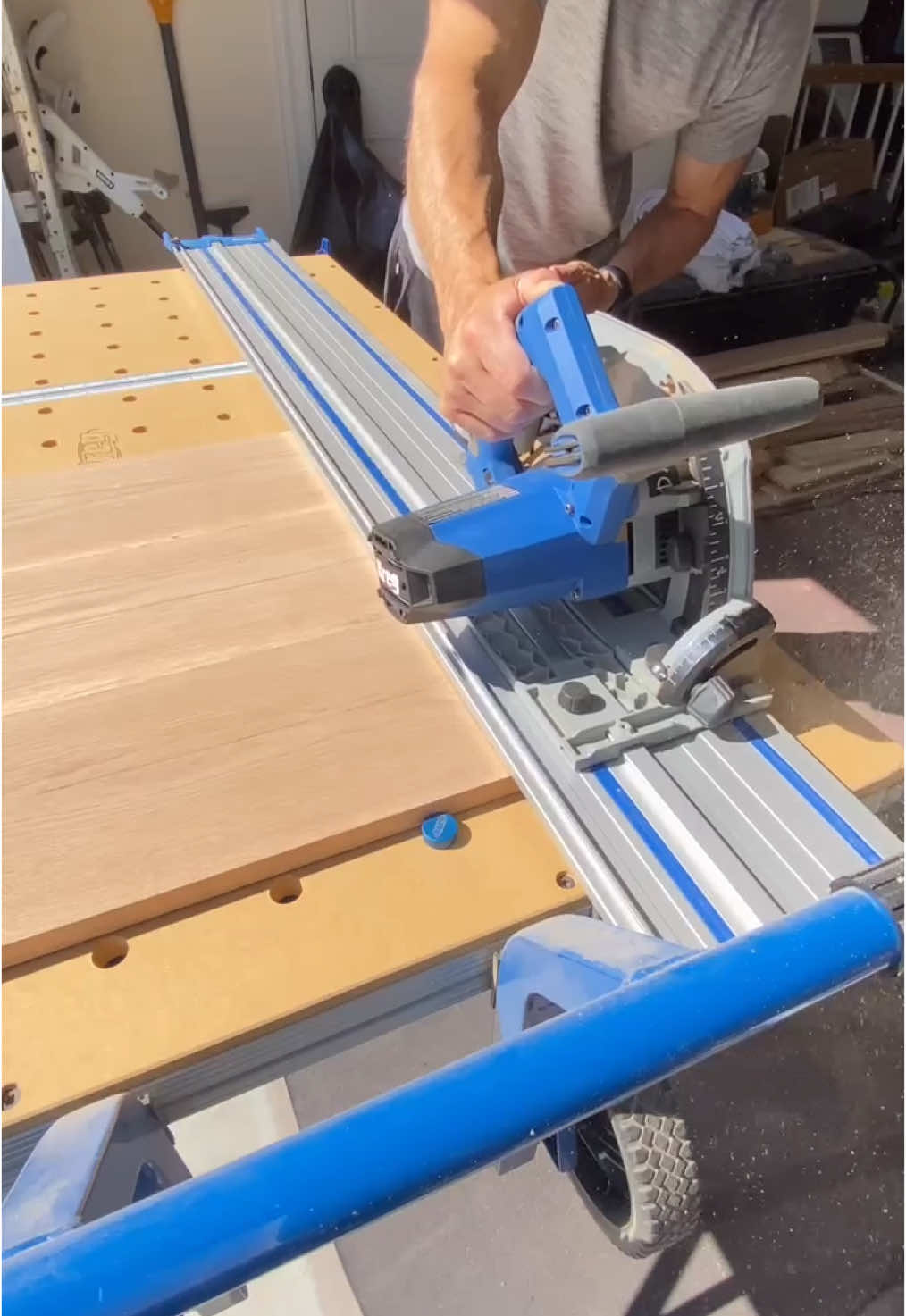 Make a wide range of cuts safely and easily with the Kreg Adaptive Cutting System Master Kit. The plunge-cut track saw pairs with the project table for precise, versatile cutting without the need for a table saw or miter saw. Save $100 through the end of the month at kregtool.com.  📷 by @Rustic Woods