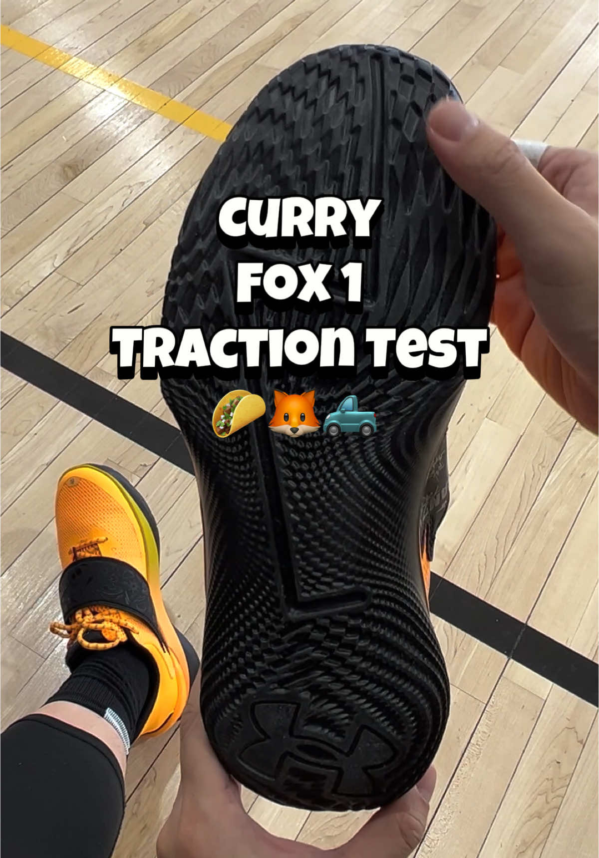 Curry Fox 1 Traction Test 🌮🦊 #basketballshoes #sneakers #hoopshoes #underarmour #currybrand #fox #kicks #sneakerhead #ballislife #kicksonfire #curryfox1 #deaaronfox #sacramento #shoes #basketball #whatdoesthefoxsay  Here’s a quick look at how the first De’Aaron Fox signature shoe with Curry Brand does on an indoor court. This colorway is inspired by his favorite taco food truck in Sacramento. Performance of the black Flow outsole gets affected by dust pick up, but even with zero squeak it still provides a decent grip: not as good as the Curry 12 however based on my personal experience. What are your thoughts on the Fox 1?? Let me know in the comments!