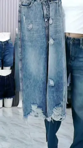DISYAK - Rok Highwaist Long Skirt Ripped Unfinished Non-Stretch Blue  #shopmaster #rok #jeans 