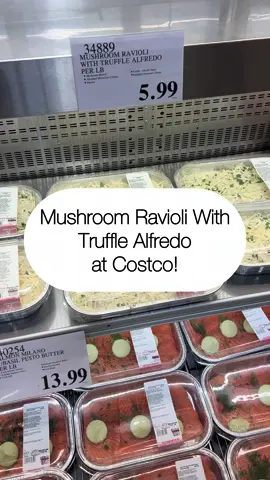 😋 Mushroom ravioli with truffle alfredo at Costco!
