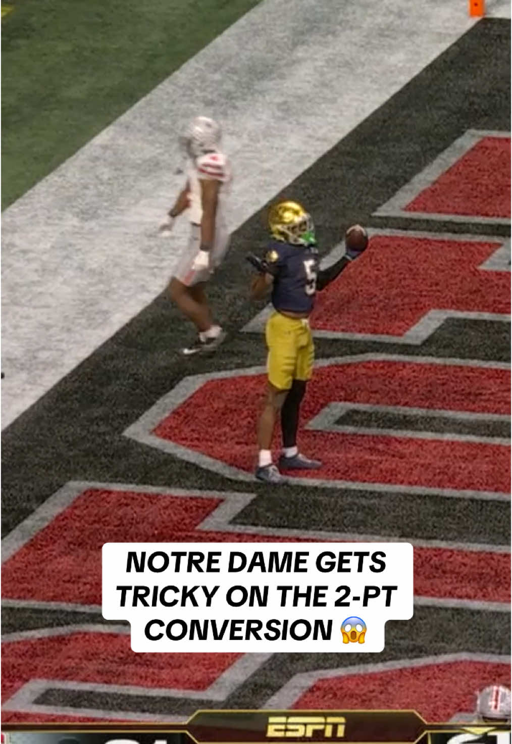The catch was non-chalant 😅 #cfbpostseason #football #college #cfb #notredame #ohiostate #championship 