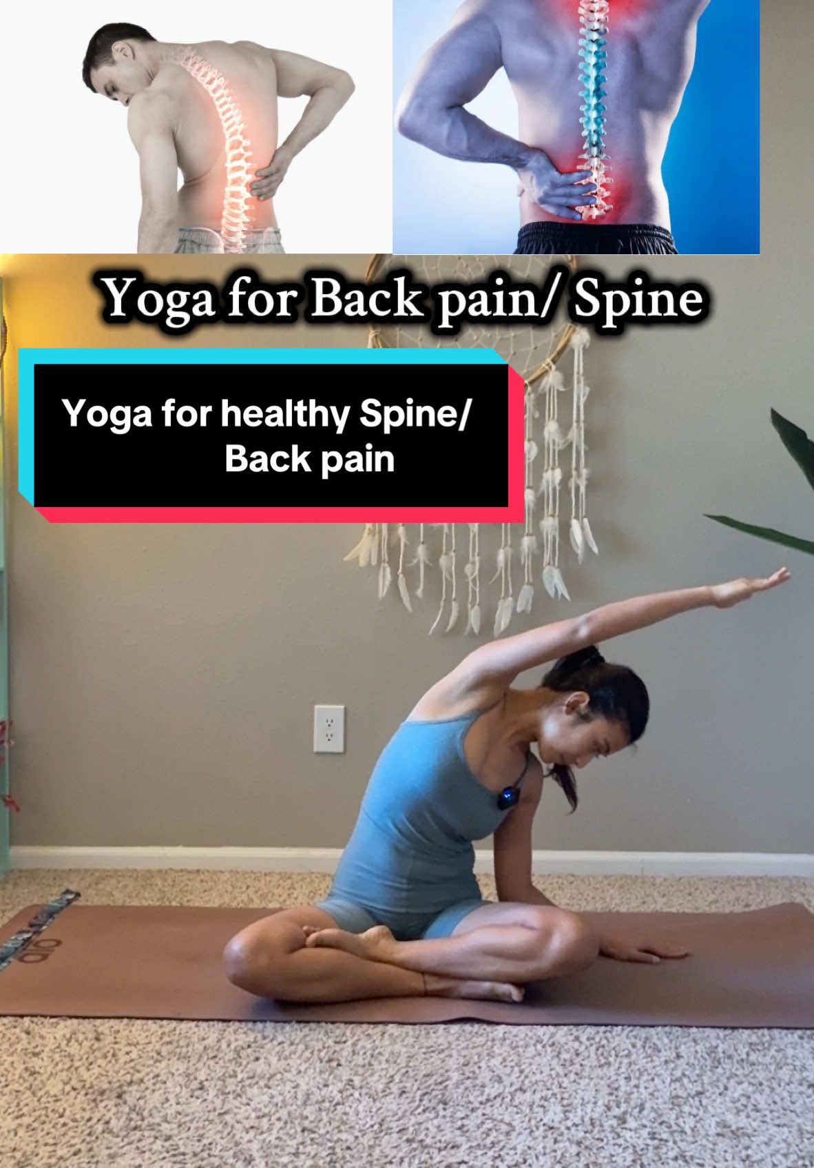 Please watch this complete video in my YouTube channel: she-loves-yoga #yogapose #spinehealth #backpain #sciatica #exerciseathome #fitnessmotivation #motivation #SelfCare #fyp #shelovesyoga 