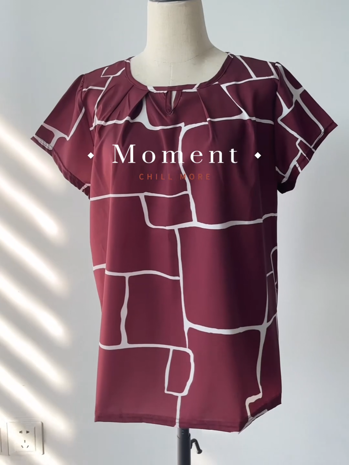 #Women #Vintage Daily Round Neck Pleated Short-Sleeved Printed #Blouses #Summer new#retro #OOTD 