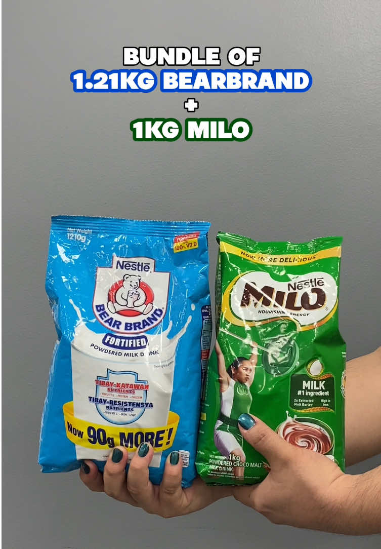 Sobrang sulit netong BUNDLE!! 1.21KG BEARBRAND + 1KG MILO for less than ₱800+ Check out now ‼️ #milo #bearbrand #milk #nestleph #MegafoodsPH 