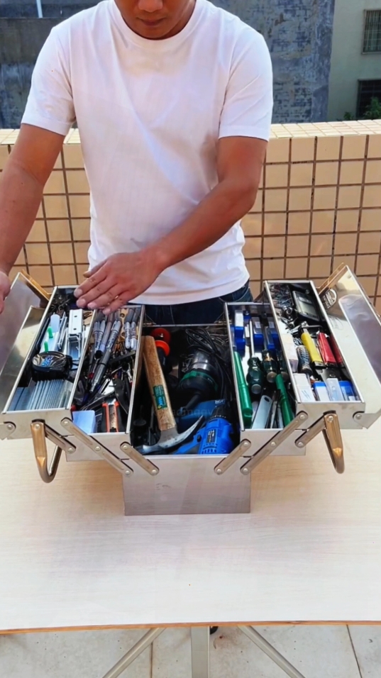 2-Layer , 3-Layer Stainless Steel Toolbox Household Multifunctional Hardware Set. Automotive Electrician Portable Multi-Laver Industrial Grade Storage Box#Toolbox # hardware tools #fyp #foryou #tiktokshop #goodthing 