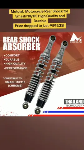 Motolab Motorcycle Rear Shock for Smash110/115 High Quality and Durable Price dropped to just ₱899.25!