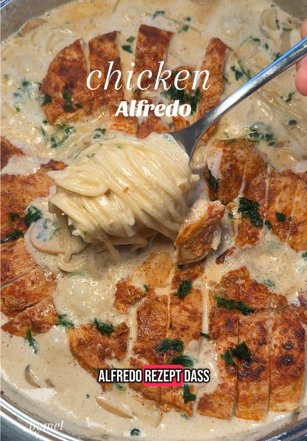 Chicken Alfredo ✨🤌🏼 Zutaten: Für 4 Portionen: • Hähnchenbrust: 2 Stück (ca. 400-500 g) • Pasta 400 g • Butter: 2 EL • Zwiebel: 1 Stck • Champions: ca. 250gr. • Sahne: 400 ml • Nudelwasser • Parmesan: 100-120 g, frisch gerieben • Öl • Salz, Paprika Edelsüß, Knoblauch und Pfeffer: nach Geschmack • Petersilie: frisch gehackt #fypシ #fy #foryou #goviral #fyfy #foodtiktok #halalfood #chickenalfredo *anzeige