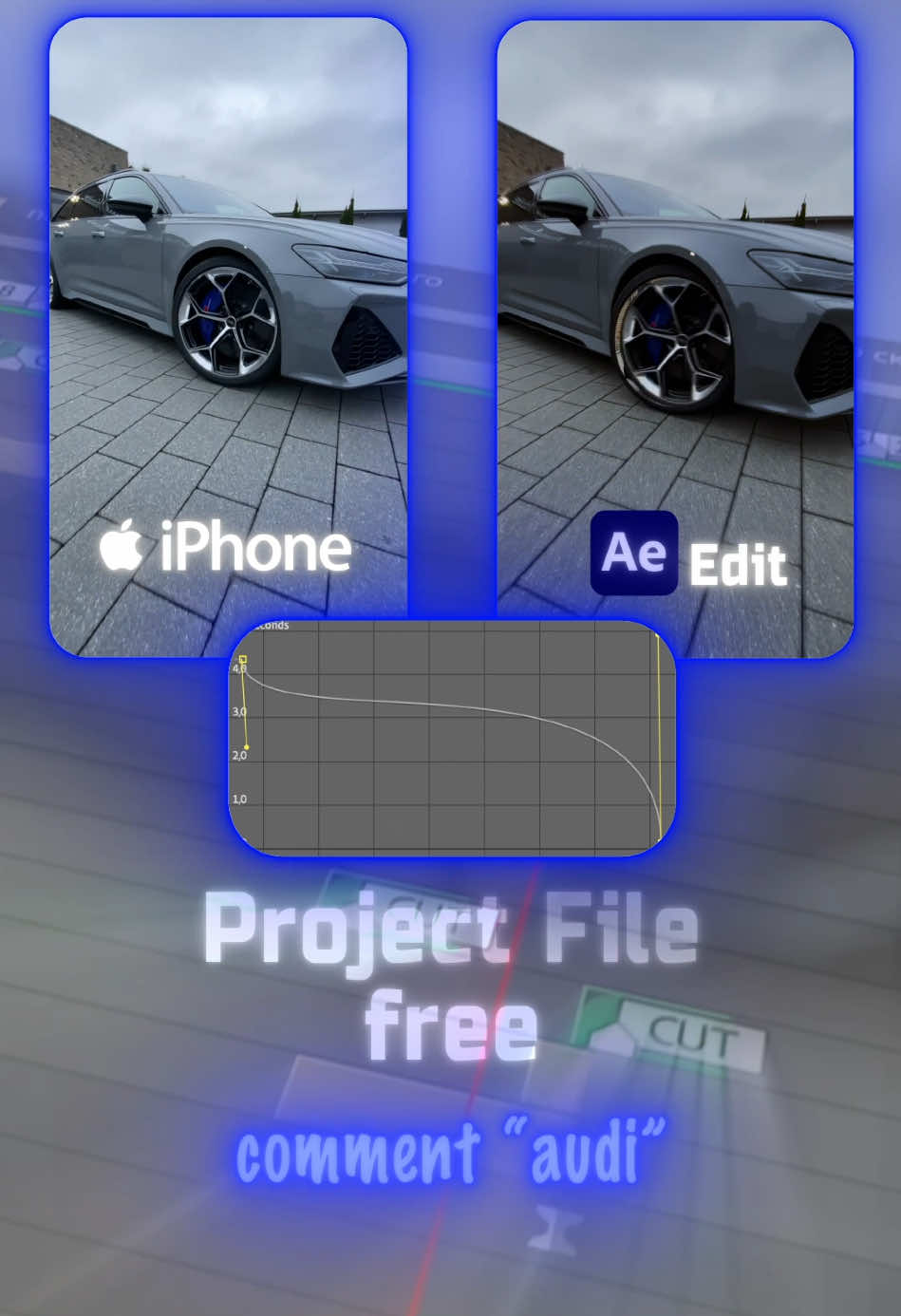 Отвечаю на вопрос в каком приложении монтируешь видео?  Это Adobe After Effects 🤩. Конечно это можно делать и в Final Cut , можно попробывать и в CapCut даже, но такой плавности в ключах временни и четкой стабилизации вы врядле добьётесь. Если нет, то поправте меня 🤔  Не забудь подписаться и если тебе нужен файл проэкта просто оставь комиентарий «audi» и я отправлю тебе ссылку 👌 #aftereffectstutorial #aftereffectsedit #caredits #editingvideos #audirs6 #audirs #capcuttutorial #finalcutpro 