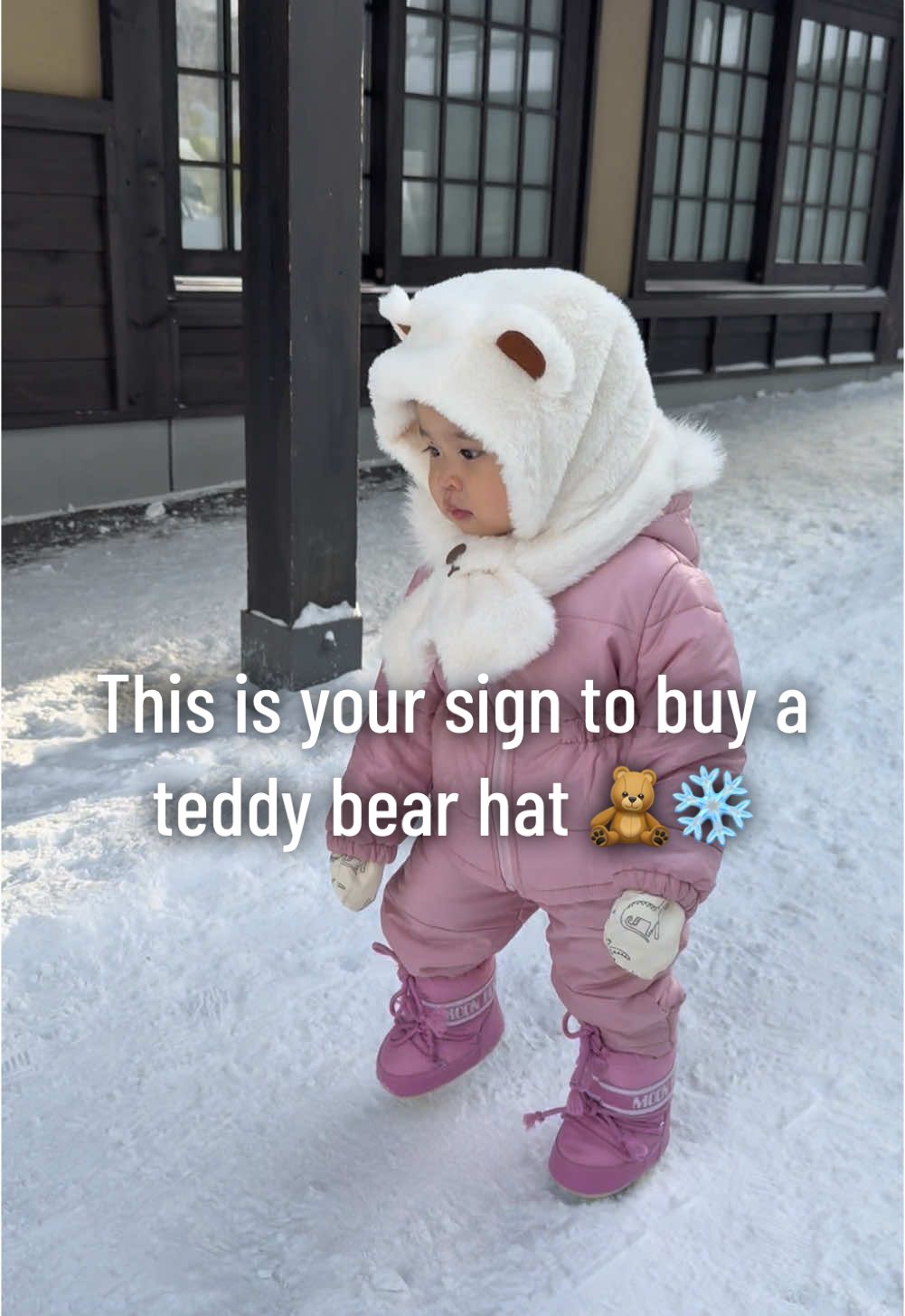 This is your sign to buy a winter teddy bear hat for your baby 🧸❄️  #toddlersoftiktok #toddler #winterfashion #teddybear #cutebaby #babiesoftiktok 