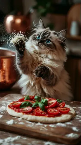 マイロのほのぼのキッチン🍕ピザにチャレンジ🐱💫 #cat#animals #funnycat#CuteAnimals#CatLovers#料理#CookingWithCats