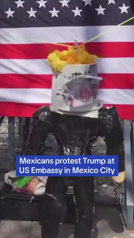 Protesters burned a Pińata of Donald Trump outside the U.S. embassy in Mexico City in protest of his new term and anti-immigrant policies. Trump said he would declare a national emergency at the southern border with Mexico, before enacting what he described as an unprecedented operation to deport millions of immigrants. Read the full story on DailyMail.com #mexico #trump #2025 #news #USA 