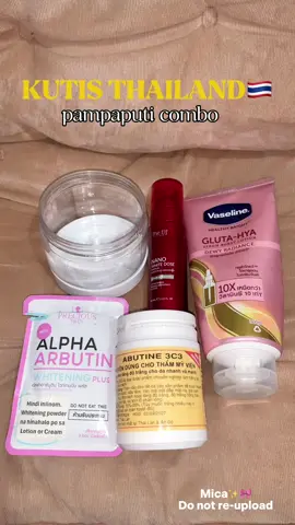 Thailand products perfect combo🇹🇭😍💯 ganyan lang po ako magmix pakunti kaunti lang | #theelfnanowhiteserum #abutine3c3 #vaselineglutahya #alpharbutin #bestcombo #whitening 